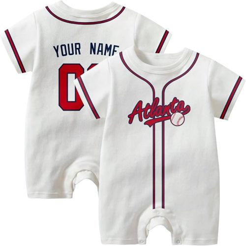 KREDE Baby Clothes Unisex White Bodysuit Rompers Custom Name Number for Baby Boys