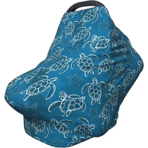 Turtle Car Seat Canopy, Baby Breastfeeding Cover, Multi Use Baby Stroller and Carseat Cover, Boys and Girls Shower Gifts
