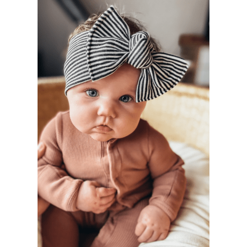 Pinstripe: Flat Bow Headband – Turbans For Tots
