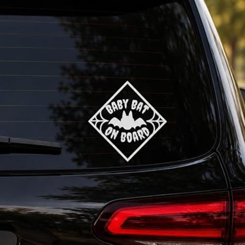 2Pcs Baby Bat On Board Vinyl Decal, Halloween Car Decals Window Sticker