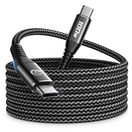 10FT USBC to USBC Cable 100W Fast Charging, Nylon Braided USB C to USB C Charger Cord Compatible with iPhone 17 Pro Max 16 15, MacBook Pro/Air, iPad, Samsung Galaxy S26 Ultra S25 S24, PS5, Switch