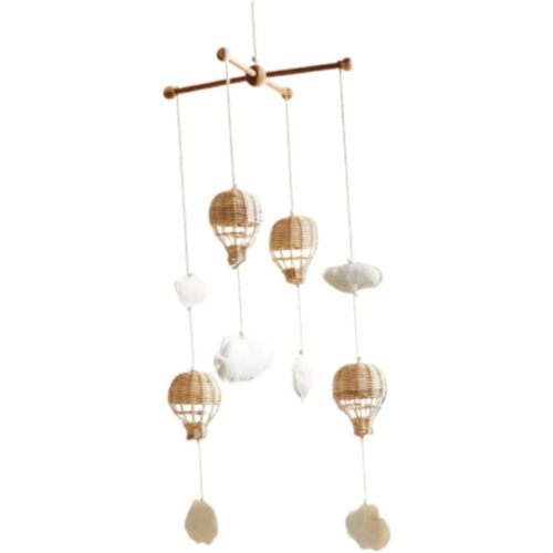 Baby Mobile for Crib Clouds Ornament Decor Rattan Hot Air Balloon Pendant for Infants 0-6 Months Children's Room Bedroom