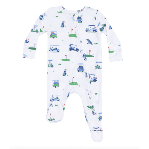 2 Way Zipper Footie - Vintage Golf Carts Blue – Angel Dear