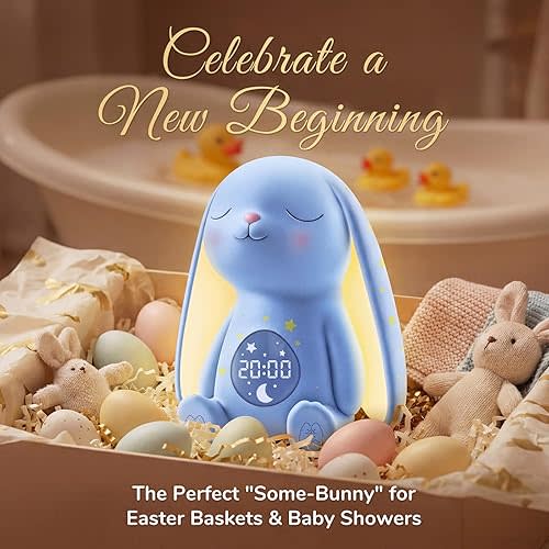 Mom's Choice Awards丨Bunny White Noise Sound Machine Baby for Sleep- AI Cry Detection, 100 Soothing Sounds, 5-Year APP Access Included, Easter Gifts for Baby, Night Light & Sleep Trainer, New Mom Gift