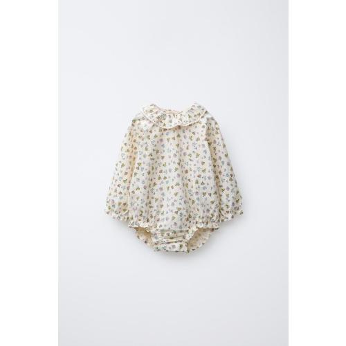 TEXTURED FLORAL BODYSUIT - Mid-ecru | ZARA United States