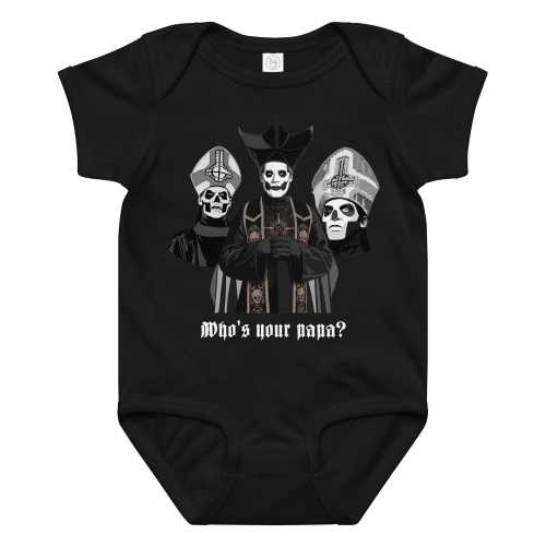 Ghost Who's your Papa Baby Onesie Bodysuit | Metal Ghost Band One piece | Papa Emeritus Cardinal Copia Impera Terzo Tobias Forge