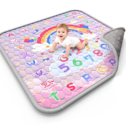 WonderStone Baby Play Mat for the Floor, 50" x 50" Tummy Time Mat, Playpen Mat for Babies, Toddlers, Infants 0-36 Months (Pink)