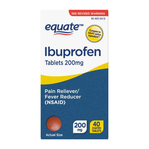 Equate Ibuprofen Pain Reliever and Fever Reducer Tablets, 200 mg, 40 Count, Compare to Advil® Tablets Active Ingredient