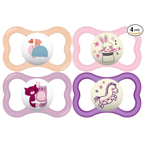 MAM Air Pacifier for Babies 6-16 Months, Extra Air Flow for Sensitive Skin, Glows in The Dark, Developed with Medical Experts, BPA-Free Skin Soft Silicone, 4 Count, Made in Europe