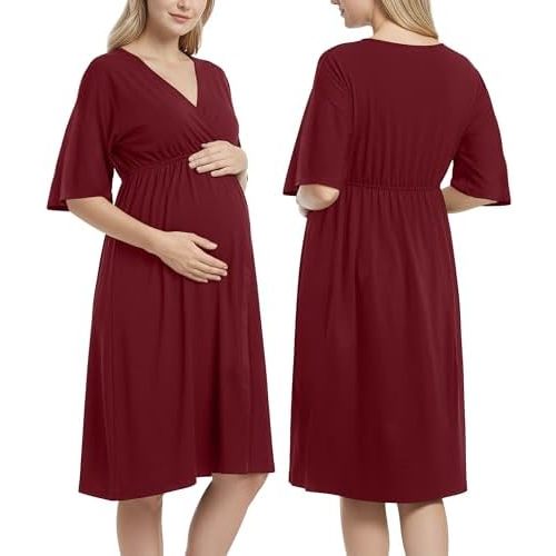 NY Threads Labor and Delivery Gown, 3 in 1 Maternity Dress for Women, Hospital Gown for Post Partum, Nursing Nightgown