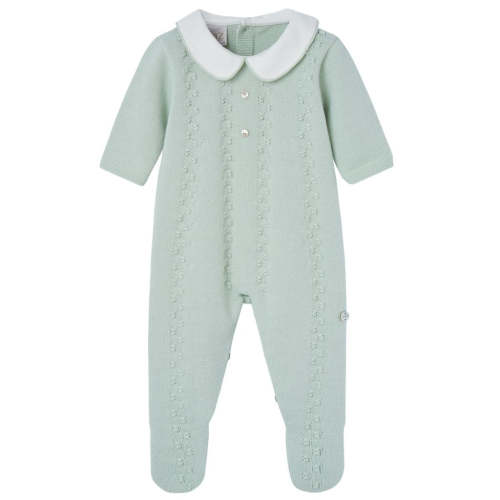 Alex Mint Footed Baby Onesie with Peter Pan Collar 3M