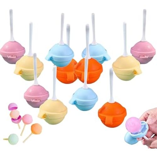 Reusable Large Lollipop-Shaped Ice Mold, DIY Creative Ice Pops for Summer, Mini Silicone Lollipop Hockey Mold, Silicone Popsicle Maker for Juice, Yogurt & Frozen Treats, Fun Dessert (12)