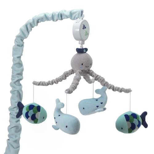 Oceania Blue/Gray Whale/Fish Nautical/Ocean Musical Baby Crib Mobile – Lambs & Ivy