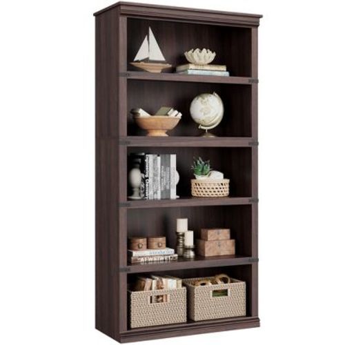 5 Tier Bookcase,Farmhouse Book Shelf with Storage,Wooden 5 Shelf Bookcase for Home Office,Living Room,Bed Room(Cherry,67.4" H x 31.5" W x 12.8" D)
