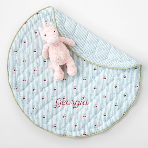 Embroidered Quilted Play Mat - Cherry Style