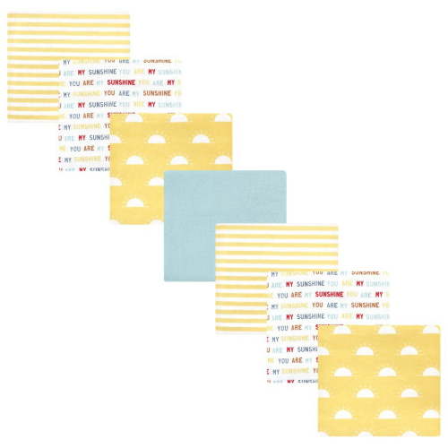 Hudson Baby Infant Girl Cotton Rich Flannel Receiving Blankets Bundle, My Sunshine, One Size