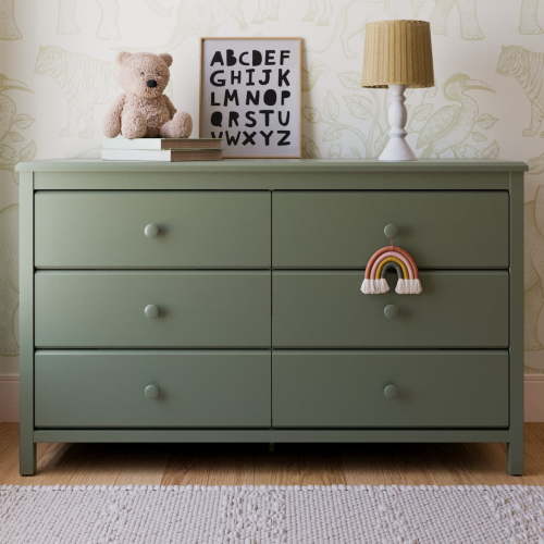 Storkcraft Alpine 6 Drawer Nursery Double Dresser, Olive