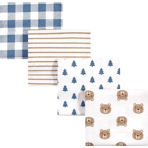 Hudson Baby Unisex Baby Cotton Flannel Receiving Blankets, Little Bear, One Size