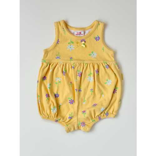Vintage 90s Carter’s Yellow Flower Bubble Romper - 9-12 Months Baby Girl Outfit
