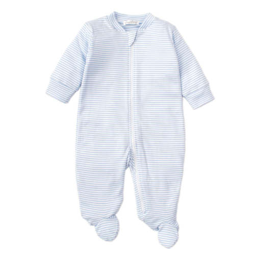 Blue Simple Stripes Pajama Zip Footie