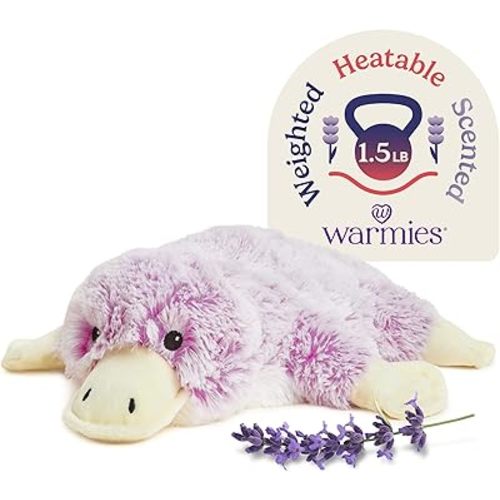 warmies Microwavable & Weighted Stuffed Animals, Platypus - Heated Stuffed Animal Plushie for Warmth & Comfort - Cute Soft Plush Toys for Adults & Children (Boys, Girls, Babies & Toddlers)