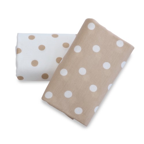 Bubba Blue Jersey Bedside Sleeper Fitted Sheet 2 Pack Chestnut Polka Dots