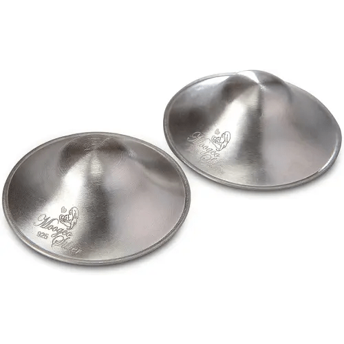 Moogco The Original Silver Nursing Cups - Nipple Shields for Nursing Newborn - Breastfeeding Essentials - Newborn Essentials Must Haves - Nipple Covers Breastfeeding - 925 Silver