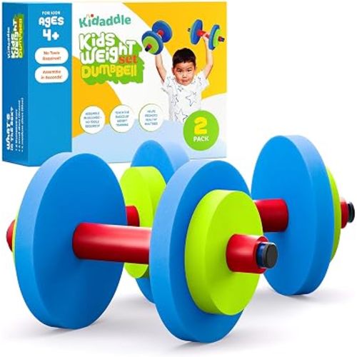 Modern Innovations Kids Weight Set (2 Pack) Toy Dumbbells, Baby Dumbbell Workout Weights, Fun Fitness and Exercise Equipment for Toddlers - Blue, Green, Red…