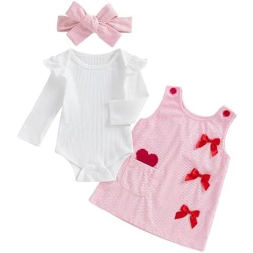 Valentines Baby Girl Outfit Long Sleeve Romper Onesie Love Heart Overalls Shorts 2Pcs Valentines Day Clothes