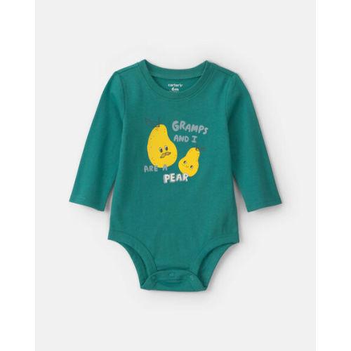 Baby Boy 'Gramps And I Are A Pear' Long-Sleeve Graphic Bodysuit - Green | Carter's
