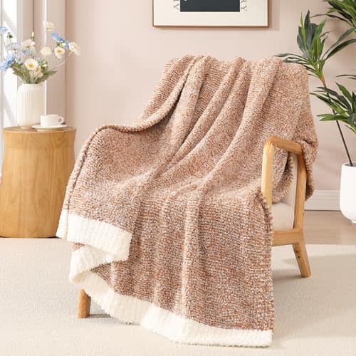 WRENSONGE Throw Blanket Cationic Dyeing Burnt Orange Soft Cozy Fluffy Warm Hand Made Weave Throw Blankets for Couch, Sofa, Chair, Bed, Camping, Picnic, Travel Lightweight Bed Blanket - 60"*80"