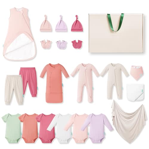 PurComfy Bamboo Newborn Clothes Gift Set: 21-Piece Baby Girl Layette Set, Infant Clothes Essentials — Everything Premium Set