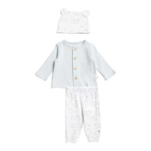 Newborn Boys 3pc Cardigan Pants Set With Matching Hat | Kids & Baby | T.J.Maxx