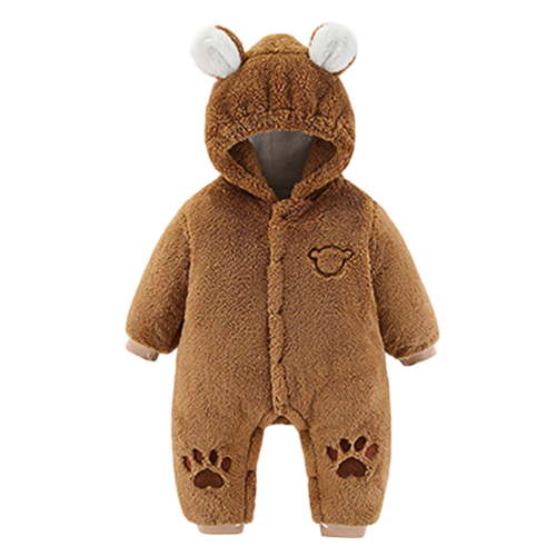 Jumpsuit Khaki Onesies Long Sleeve Thermal Bear Ear Hooded Romper Baby Snow Suit Baby Clothes 0-3 Months