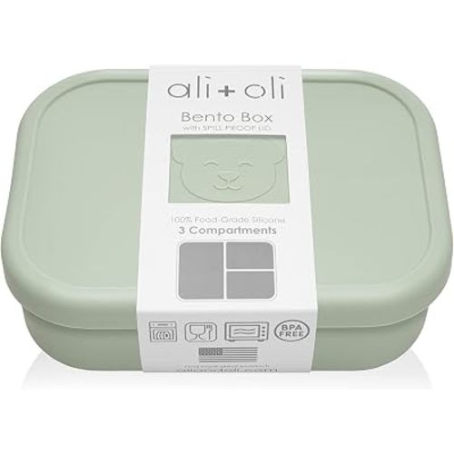 Ali+Oli Silicone Bento Box for Kids, Lunch Container for Toddler Daycare
