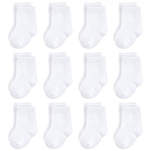 Touched by Nature Baby Unisex Organic Cotton Socks, White 12-Pack, 0-6 Months