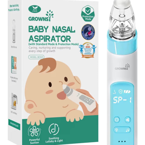 GROWNSY Electric Nasal Aspirator with 3 Silicone Tips