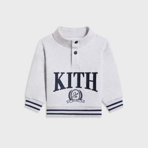 Kith Baby Collegiate Snap Hunter Crewneck - Light Heather Grey