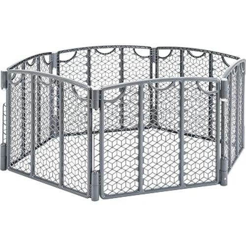 Evenflo Versatile Play Space Adjustable Play Area, 6-Panel (Cool Gray)