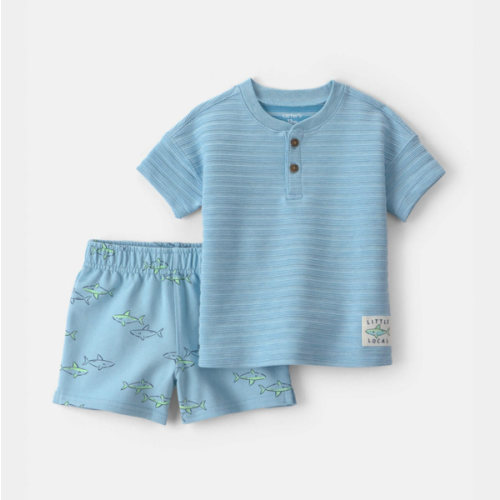 Baby Boy 2-Piece Shark Top & Short Set - Blue | Carter's