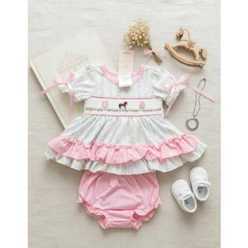 Sweet Meadow Pony Smocked Dress + Bloomers (Baby)