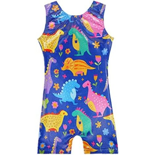 EQSJIU Gymnastics Leotards for Girls Kids Rainbow Mosaic Mermaid Butterfly Stars Leopard Galaxy Tie Dye Cosmos Leopard