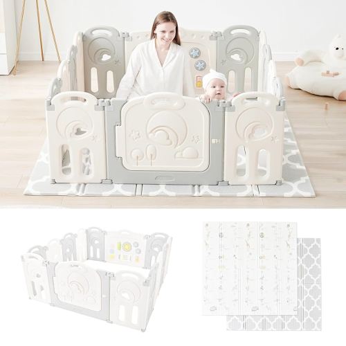 Bundle: Fortella Cloud Castle Playpen with Cuddle&Learn Playmat