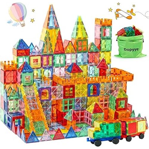 132 PCS Magnetic Tiles Building Blocks with 2 Cars, STEM Educational Construction Montessori Toys for Kids Ages 3 4 5 6 7 8 9, Magnet Building Set Gift for Boys Girls