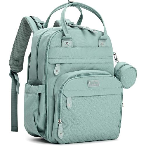 BabbleRoo Diaper Bag Backpack - Baby Essentials Travel Bag - Multi Function Water Resistant Diaper Bag, Travel Essentials Baby Bag with Changing Pad, Stroller Straps & Pacifier Case – Sage Green