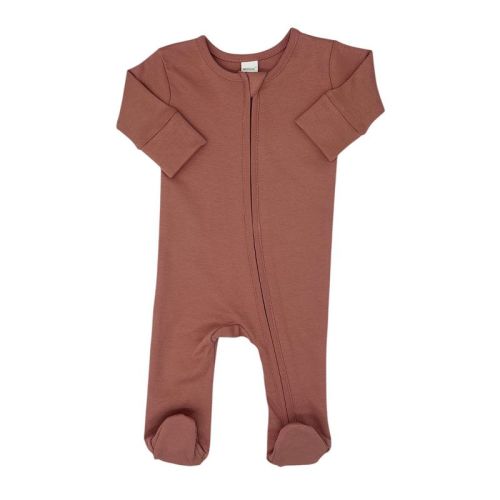 MONAG Infant Organic Cotton Romper with footies Mauve Newborn