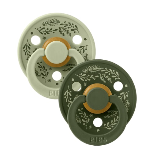 Colour Pacifiers Holiday Leaf 2 Pack - Sage/Hunter Green – Bibsworld store US