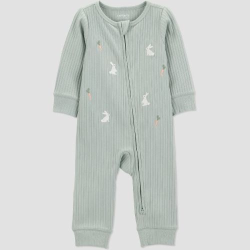 Carter's Just One You® Baby Bunny Embroidered Footless Romper - Green 9M
