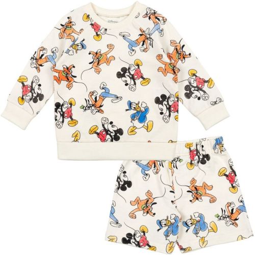 Disney Mickey Mouse French Terry Sweatshirt & Shorts Grey, Color: White, Size: 3-6 months