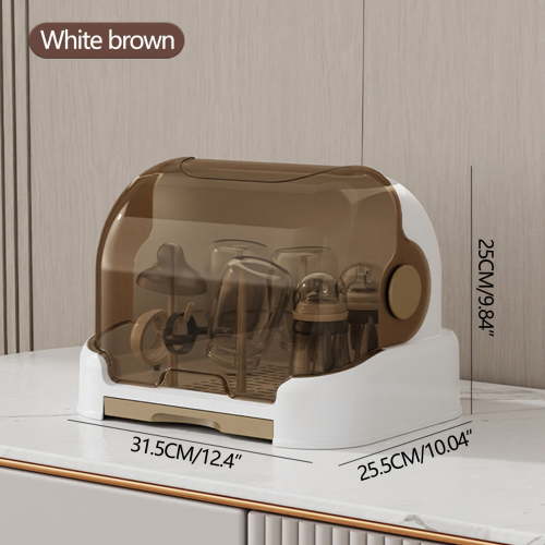 Baby Bottle Drying Rack Container with Drainer, Baby Bottle Drying Rack, Portable Nursing Cutlery Box Container with Cover, Bottle Holder for Baby and Toddler, Portable Kitchen Cabinet Organizer